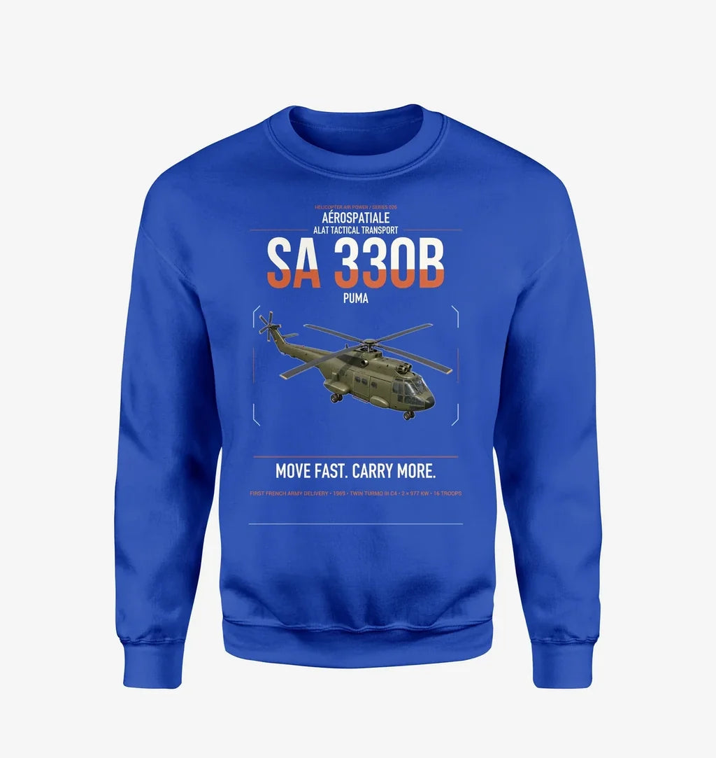 Aérospatiale SA 330B Puma design on blue sweatshirt
