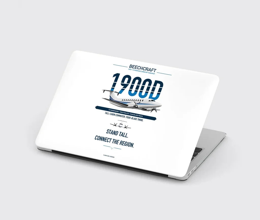 Beechcraft 1900D design on white MacBook case