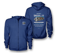 Thumbnail for TPE331-12 design on blue zipped hoodie