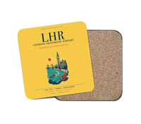 Thumbnail for London Heathrow Airport (LHR) design on yellow 1 piece coaster