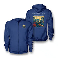 Thumbnail for VINTAGE G4535 - The Tyre Shop - Premium Zipped Hoodie design on blue