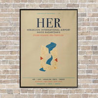 Thumbnail for Heraklion International Airport Nikos Kazantzakis HER vertical canvas print - framed - beige background