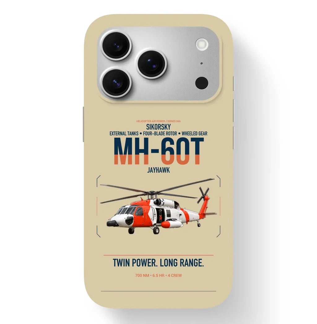 Sikorsky MH-60T Jayhawk design on beige magsafe iphone case, for iPhone 17 Pro