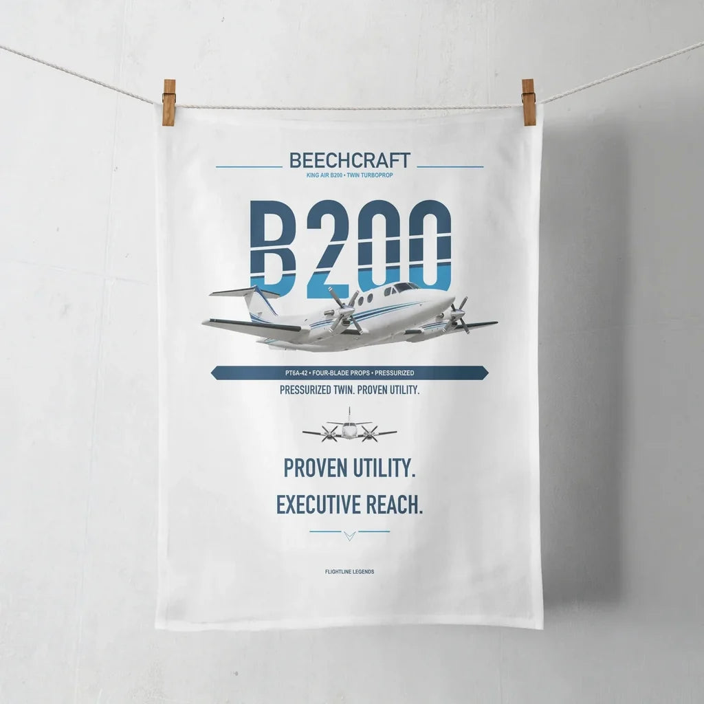 Beechcraft King Air B200 design on white towel
