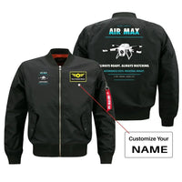 Thumbnail for Percepto Air Max design on black bomber with custom name badge