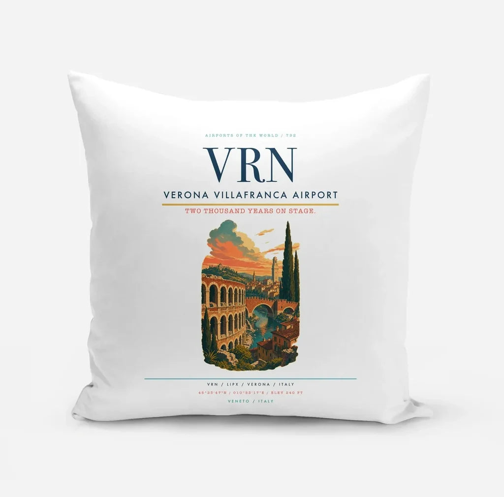 Verona Villafranca Airport (VRN) design on white pillow