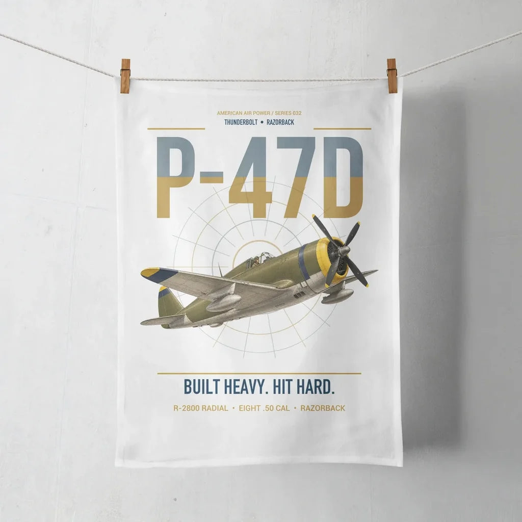P-47D Thunderbolt Razorback design on white towel