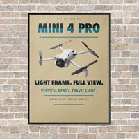 Thumbnail for DJI Mini 4 Pro vertical canvas print - framed - beige background