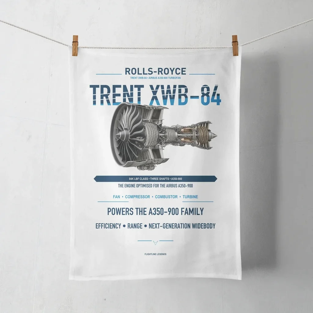 TRENT XWB-84 design on white towel