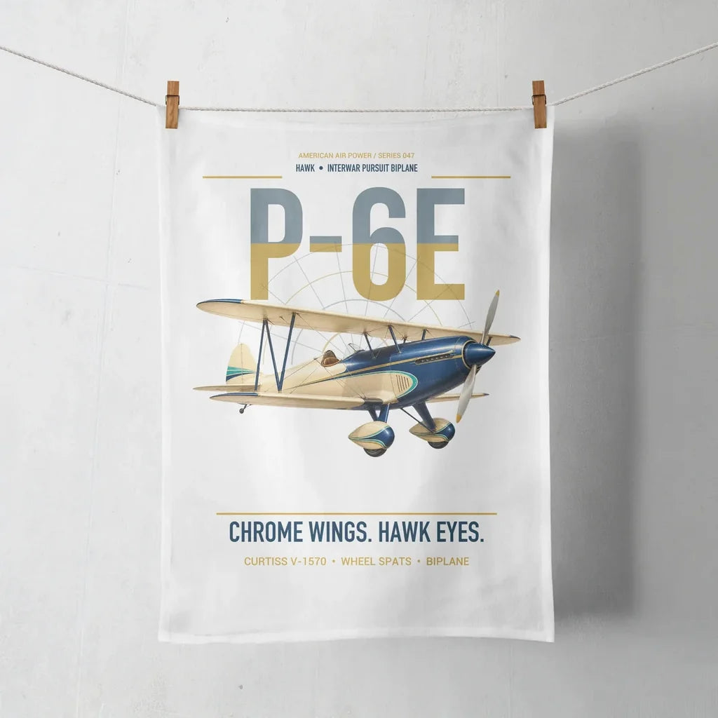 Curtiss P-6E Hawk design on white towel