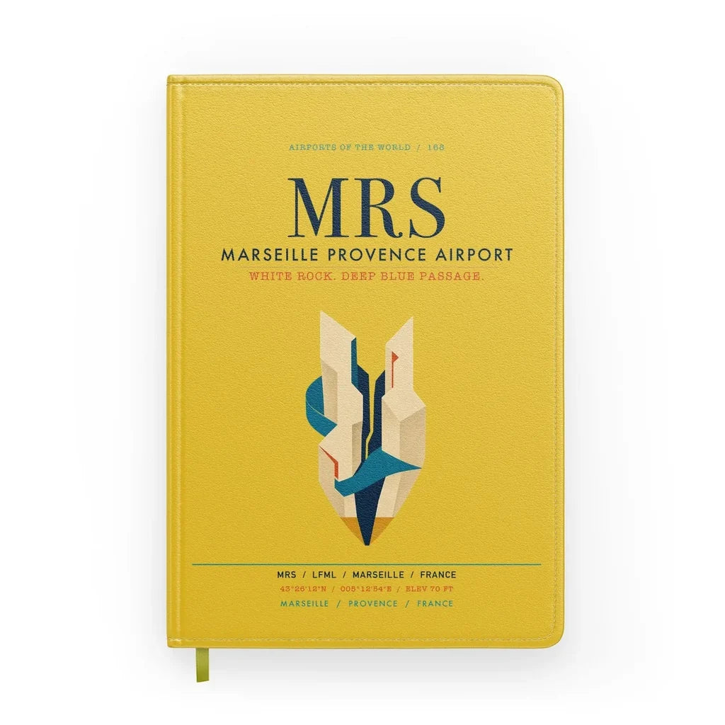 Marseille Provence Airport (MRS) design on yellow notebook
