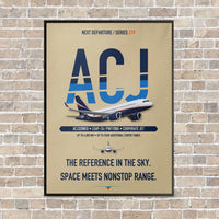 Thumbnail for Airbus ACJ320neo vertical canvas print - framed - beige background