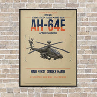 Thumbnail for Boeing AH-64E Apache Guardian vertical canvas print - framed - beige background
