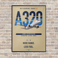 Thumbnail for Airbus A320neo vertical canvas print - framed - beige background
