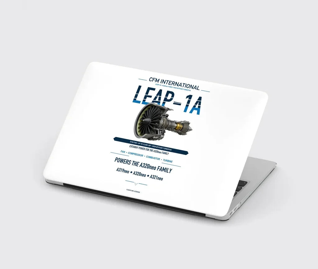 CFM LEAP-1A design on white MacBook case