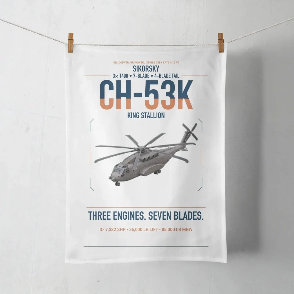 Sikorsky CH-53K King Stallion design on white towel