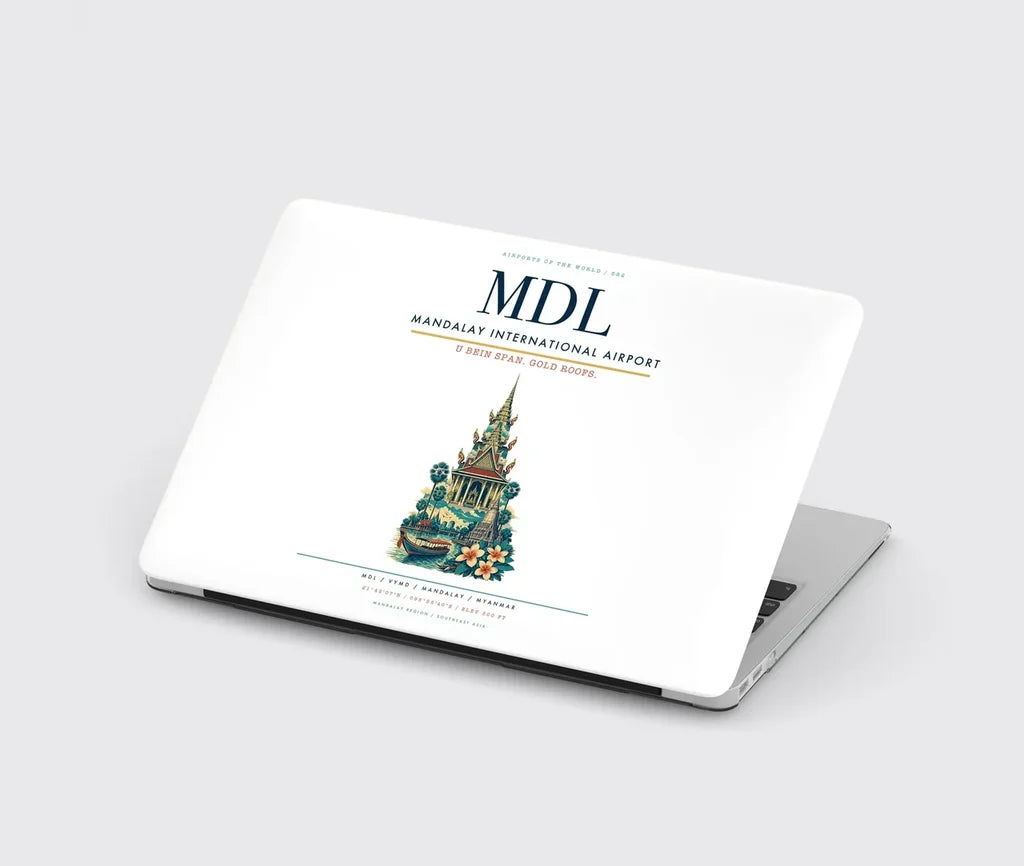 Mandalay International Airport (MDL) design on white MacBook case
