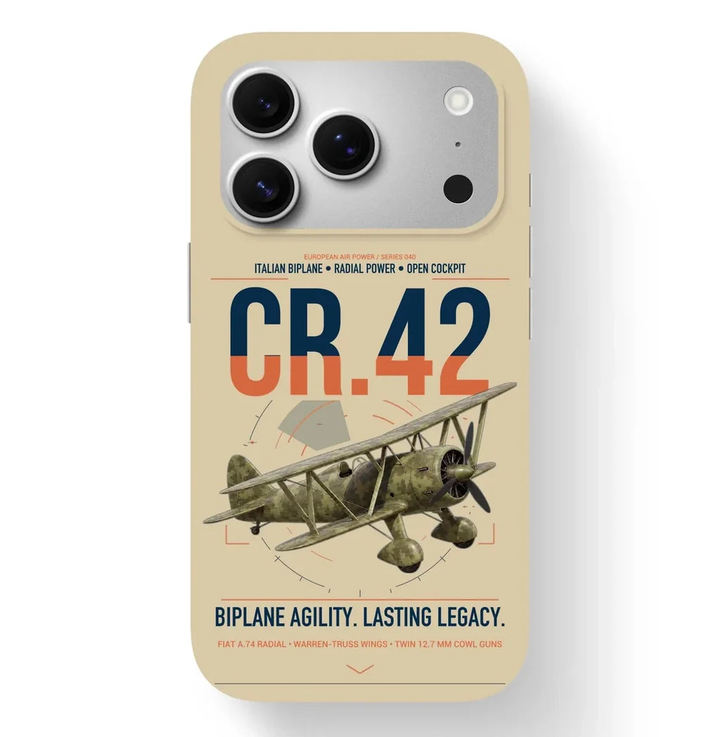 Fiat CR.42 Falco design on beige magsafe iphone case, for iPhone 17 Pro