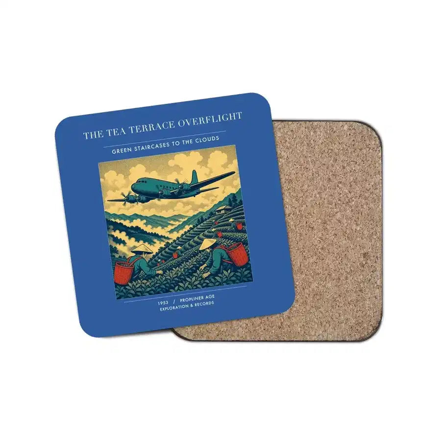 The Tea Terrace Overflight - Designed Coasters design on blue 1-piece