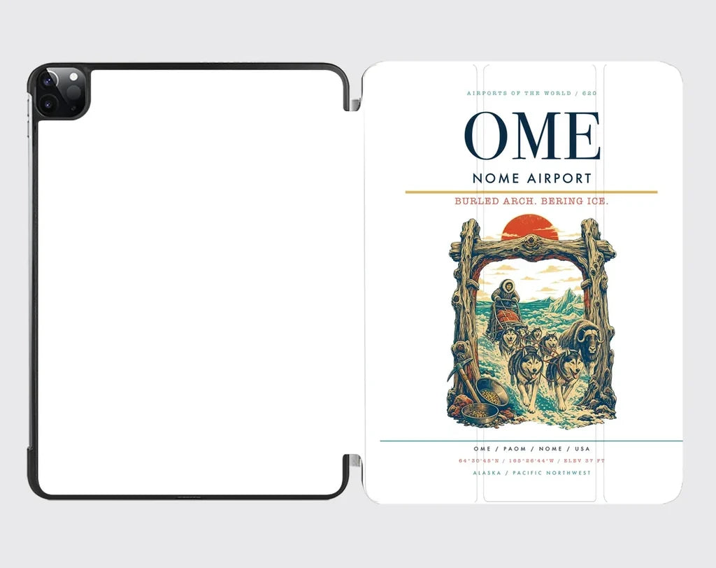 Nome Airport (OME) design on white ipad tablet case