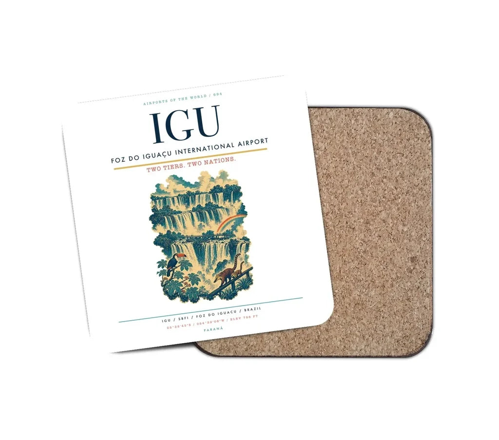 Foz do Iguaçu International Airport (IGU) design on white 1 piece coaster
