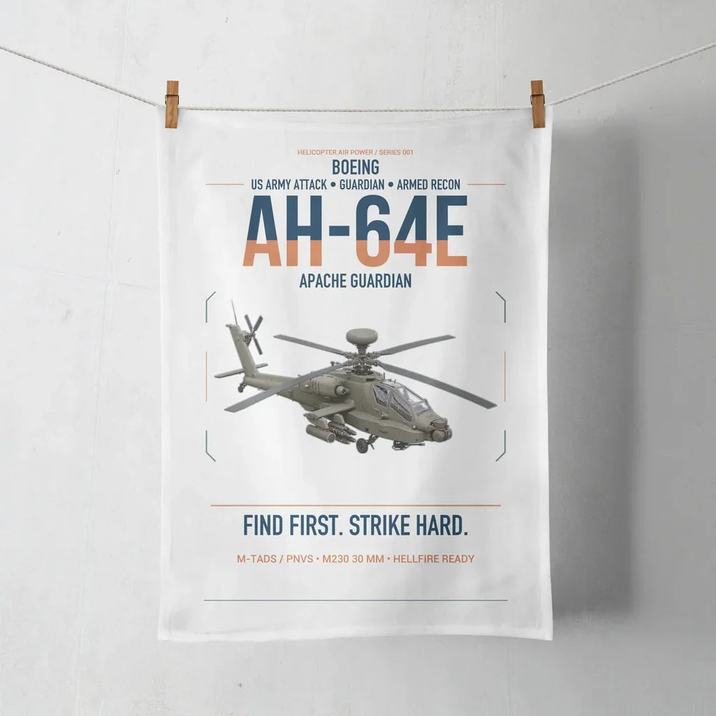 Boeing AH-64E Apache Guardian design on white towel