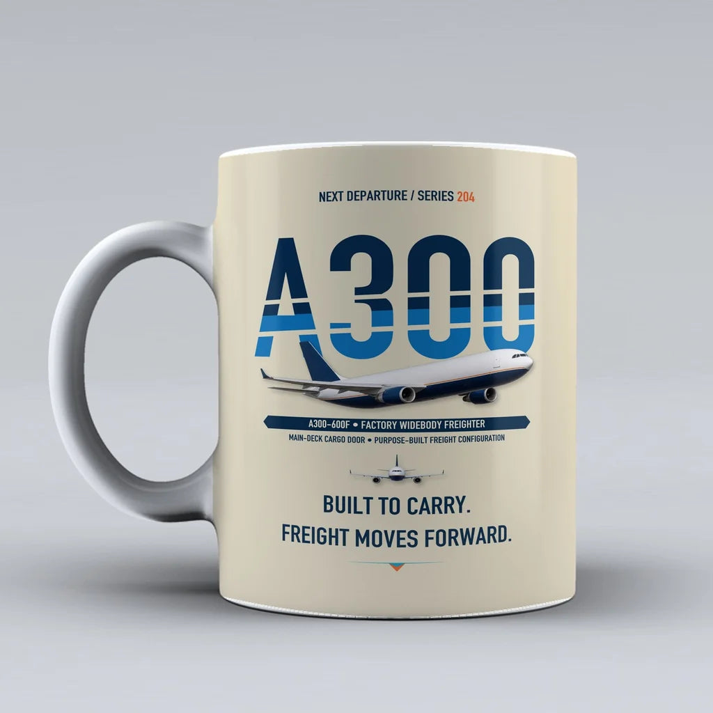 A300-600F Mug design on beige airbus