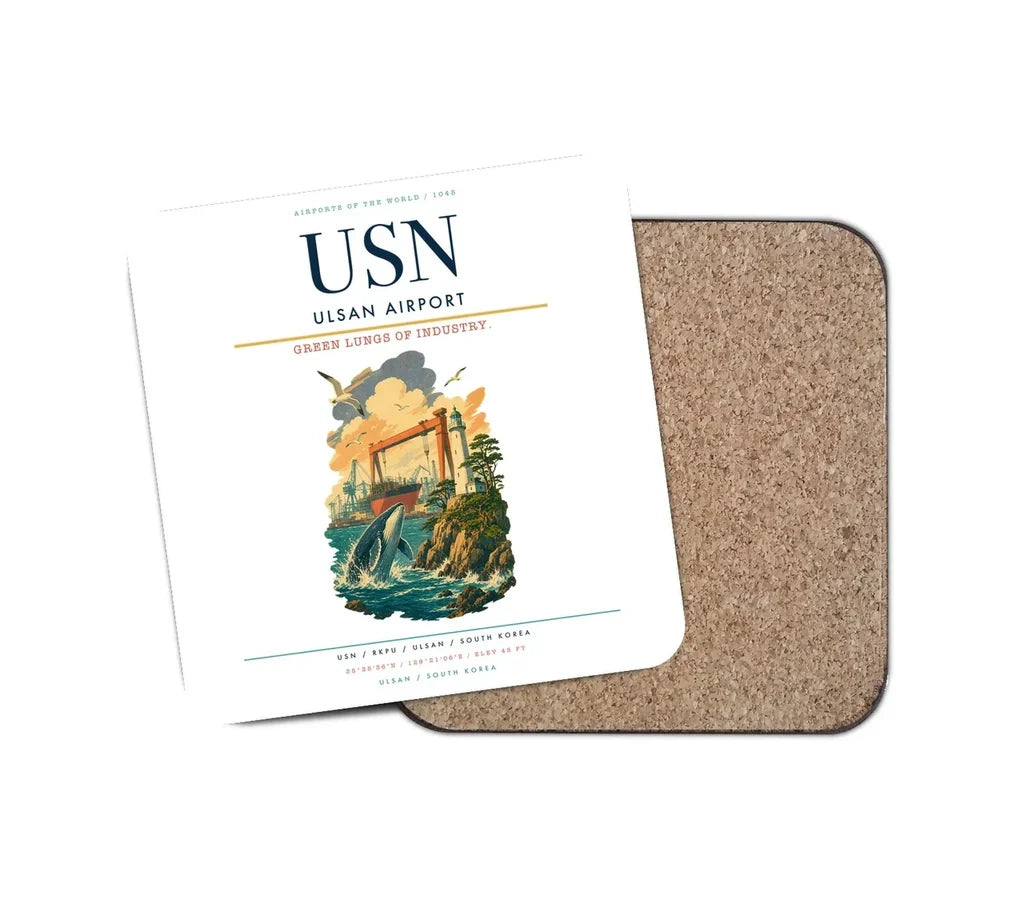 Ulsan Airport (USN) design on white 1 piece coaster