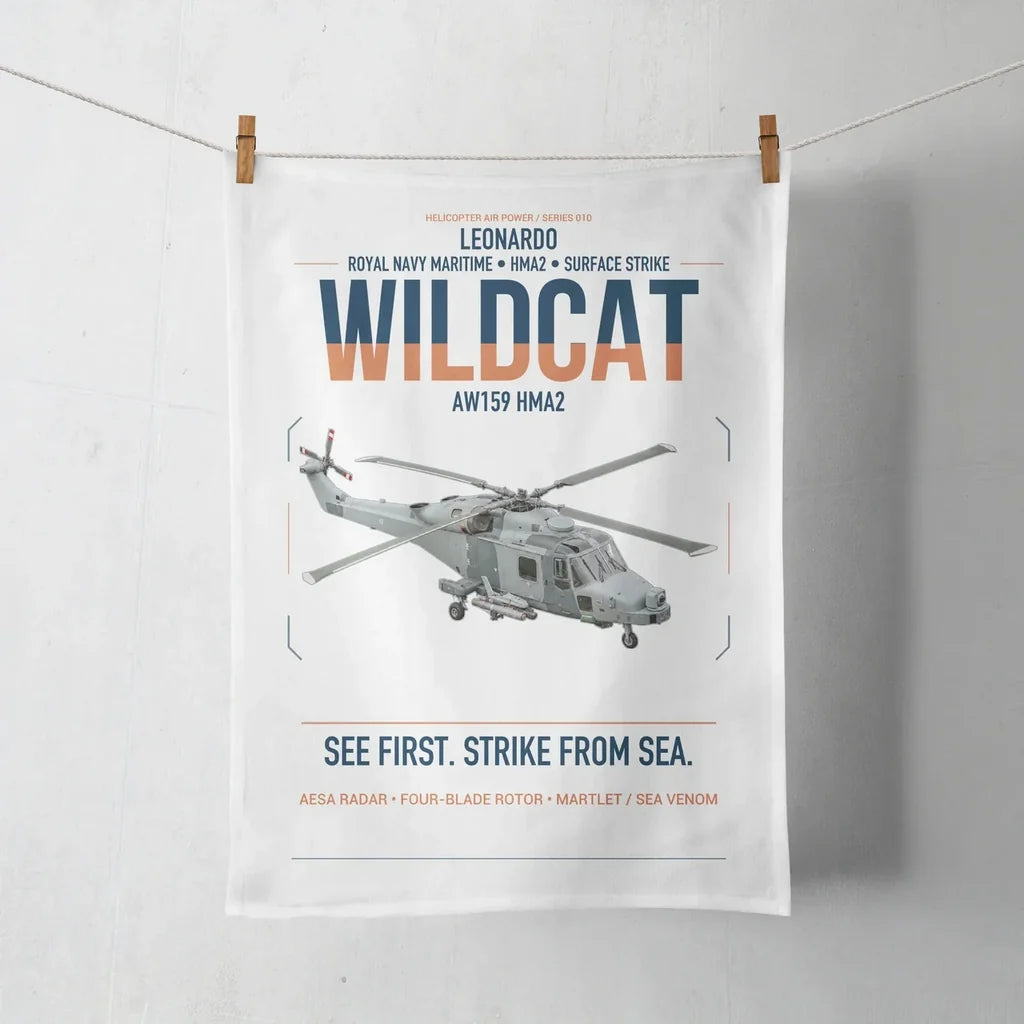 Leonardo AW159 Wildcat HMA2 design on white towel