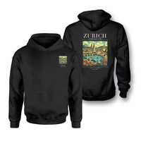 Thumbnail for ZURICH - Poster - Double-Side Hoodie - Black