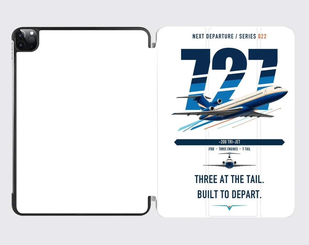 Boeing 727-200 design on white ipad tablet case