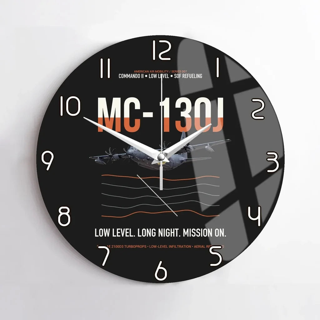 MC-130J COMMANDO II design on black no frame wall clock