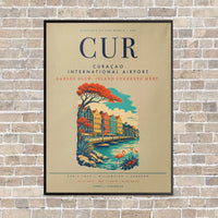 Thumbnail for Curaçao International Airport CUR vertical canvas print - framed - beige background