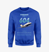 Thumbnail for Bombardier Challenger 604 design on blue sweatshirt