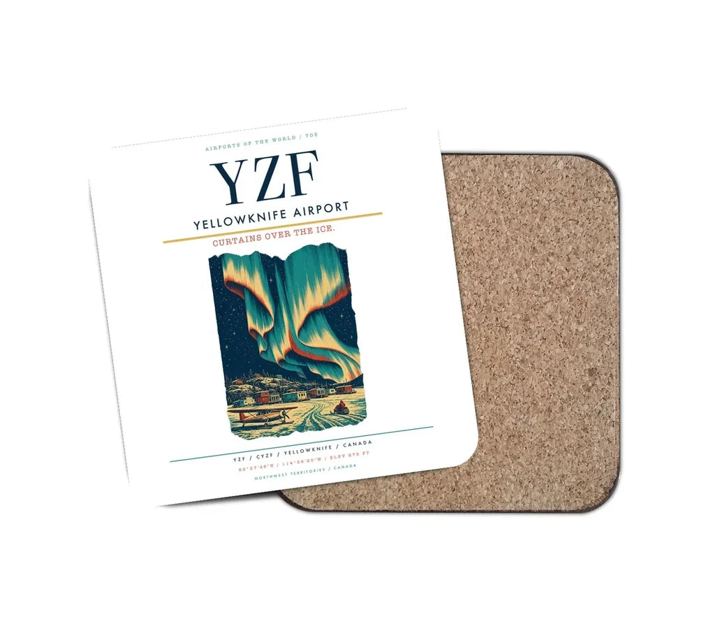 Yellowknife Airport (YZF) design on white 1 piece coaster