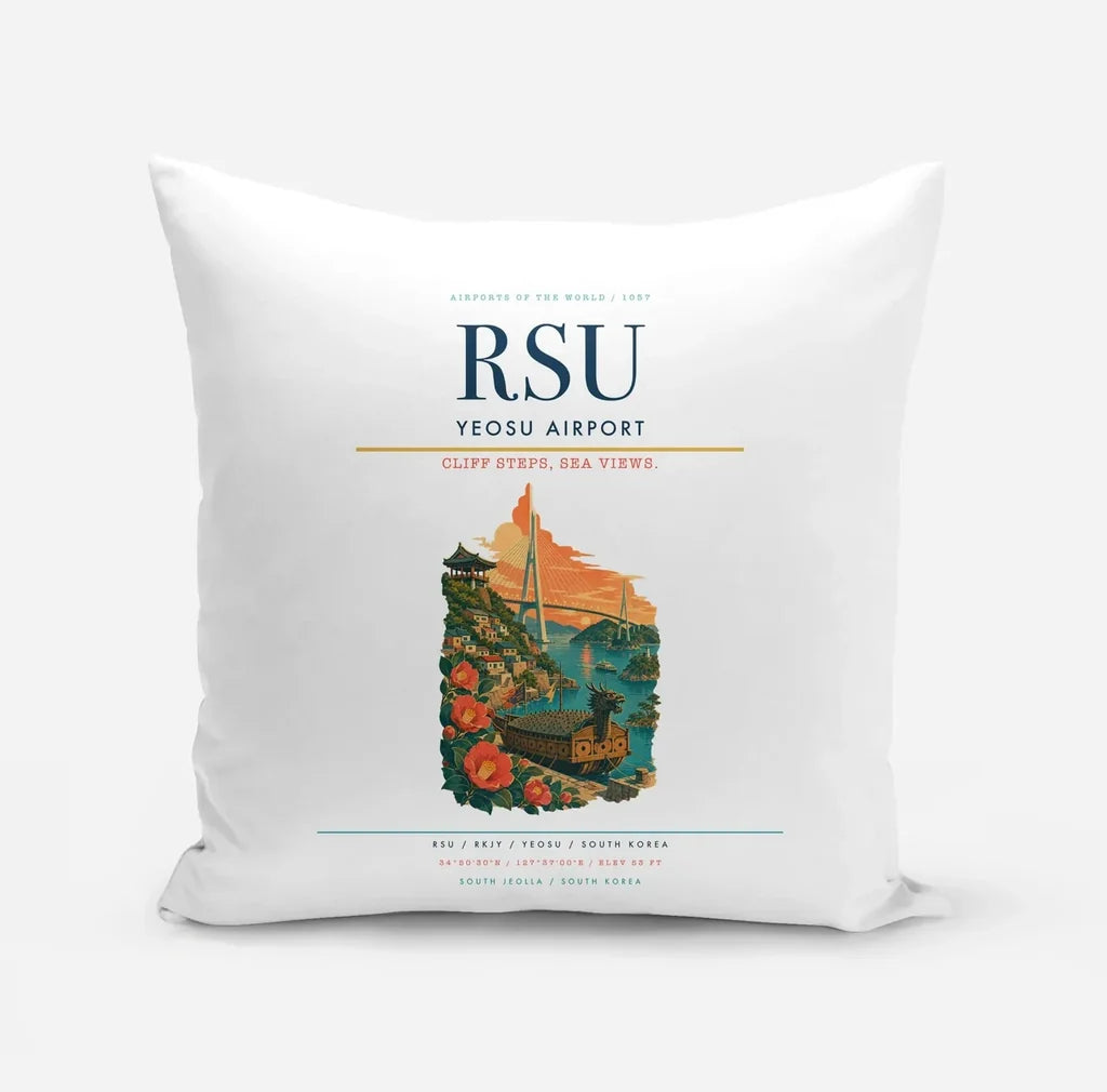 Yeosu Airport (RSU) design on white pillow