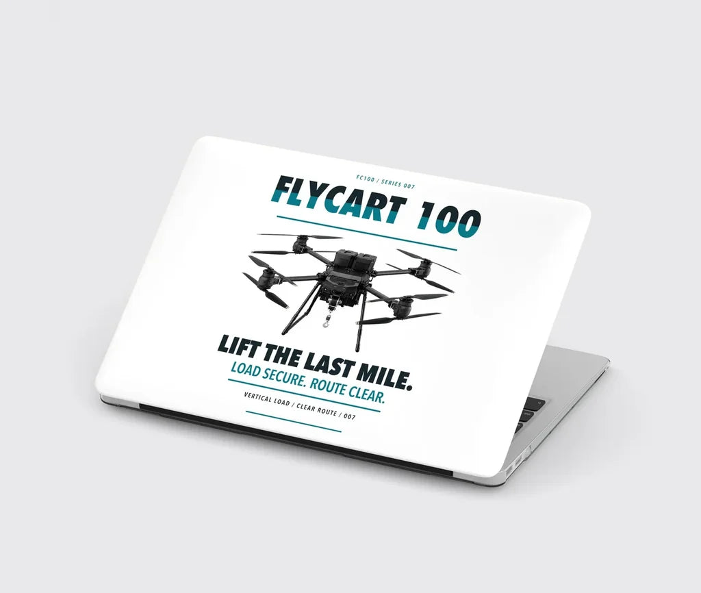 DJI FlyCart 100 design on white MacBook case