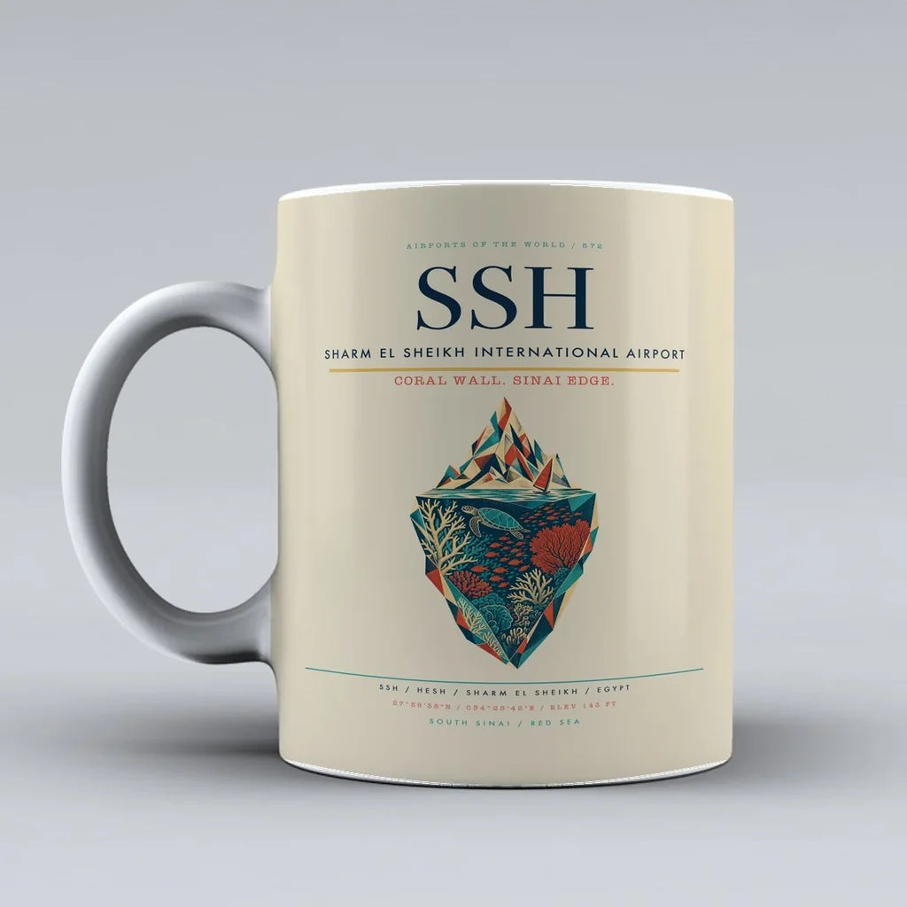El Sheikh International Airport SSH Mug design on beige sharm