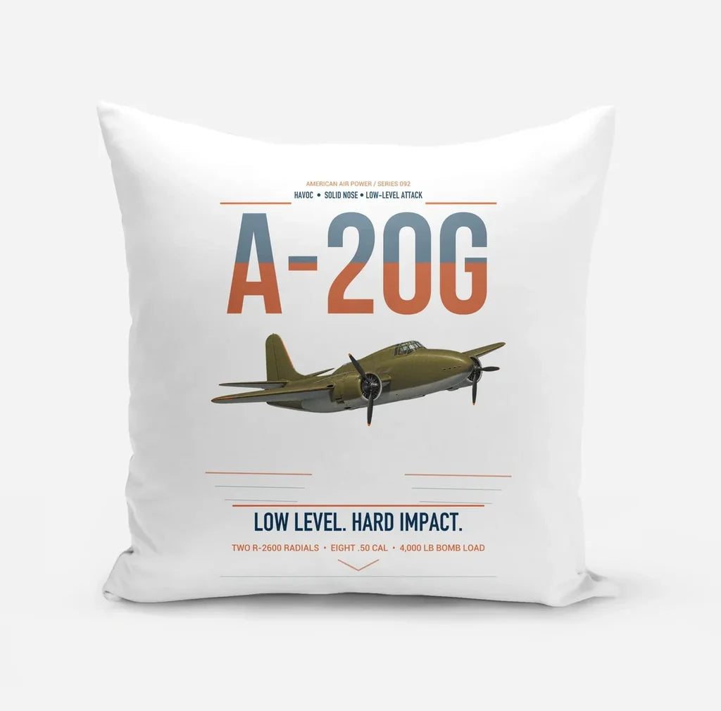 A-20G Havoc design on white pillow