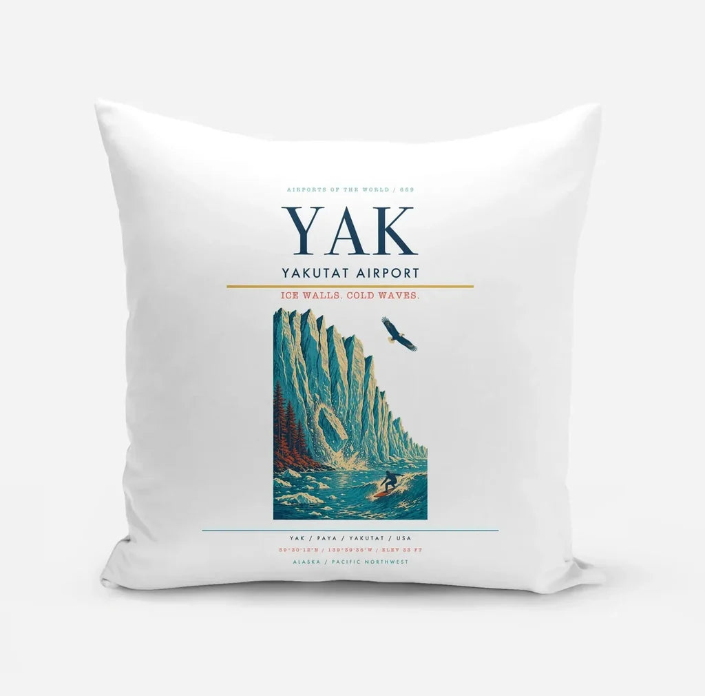 Yakutat Airport (YAK) design on white pillow