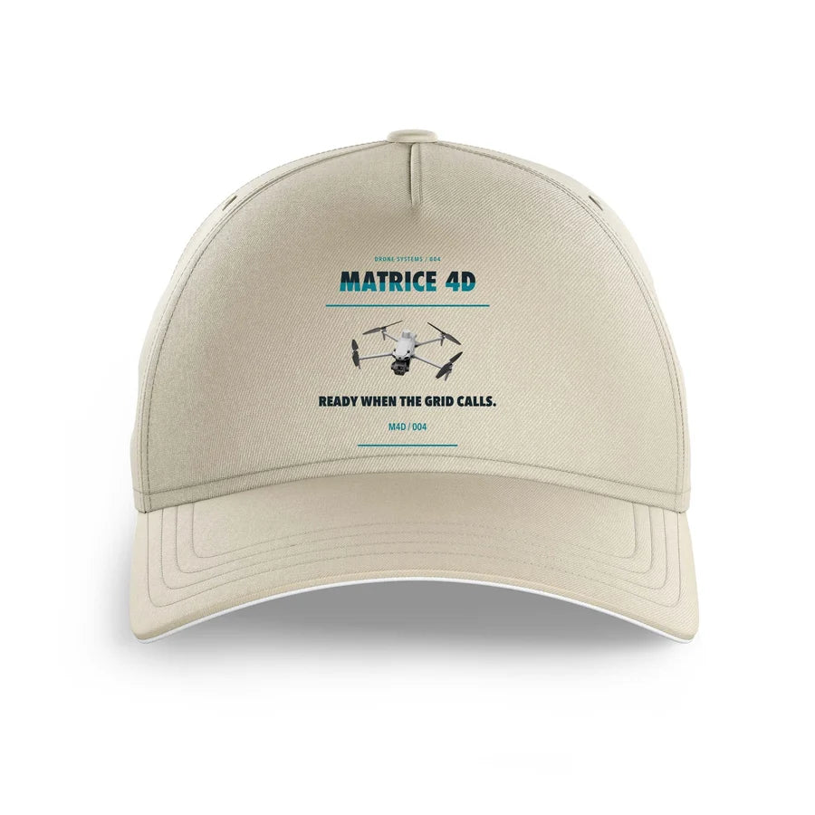 DJI Matrice 4D design on beige printed hat
