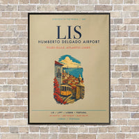 Thumbnail for Lisbon Humberto Delgado Airport LIS vertical canvas print - framed - beige background