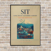 Thumbnail for Sitka Rocky Gutierrez Airport SIT vertical canvas print - framed - beige background