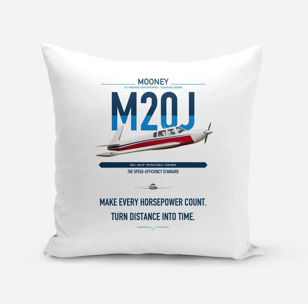 Mooney M20J 201 design on white pillow