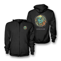 Thumbnail for GEIRANGER - Badge - Zipped Hoodie - Black