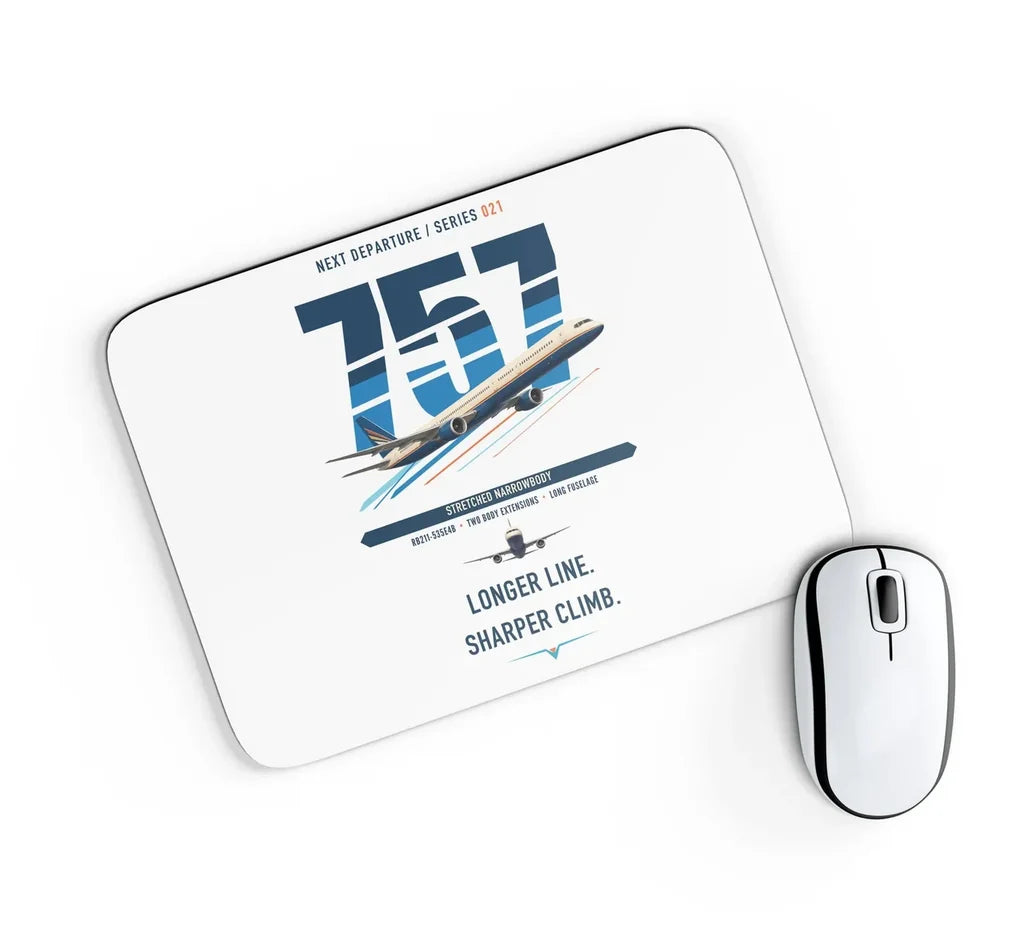 Boeing 757-300 design on white rectangle mouse pad