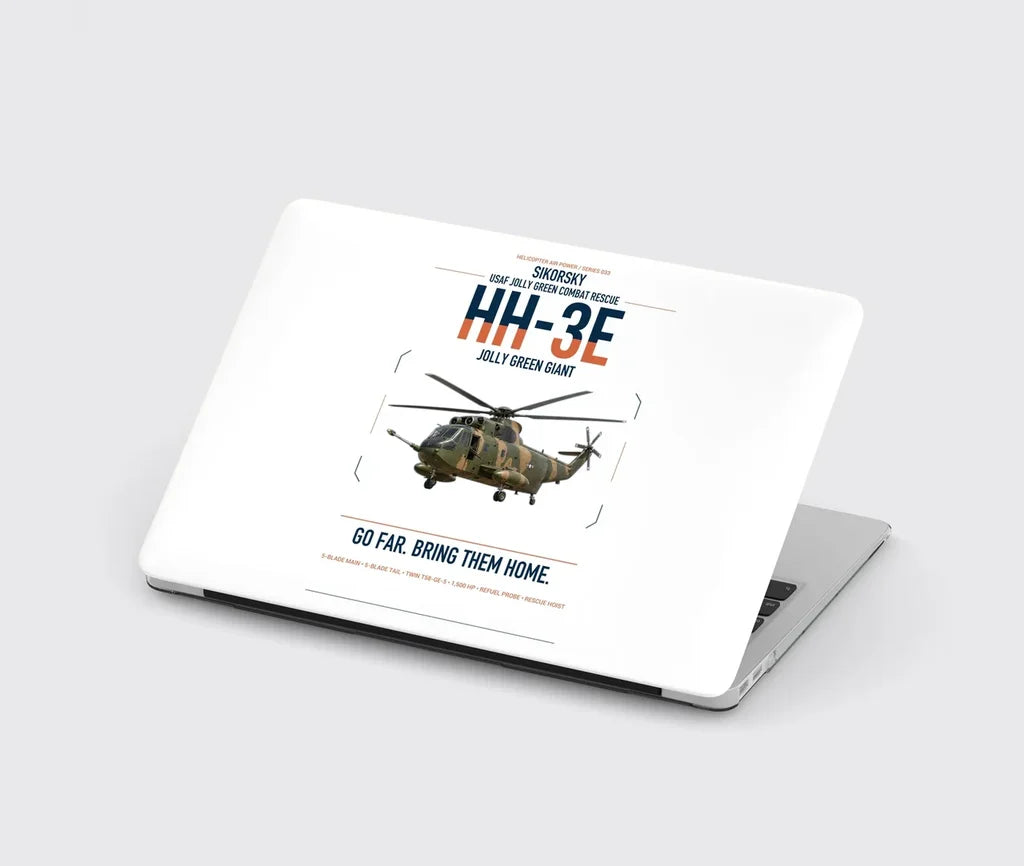 Sikorsky HH-3E Jolly Green Giant design on white MacBook case
