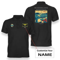 Thumbnail for VINTAGE G4178 - The Tailwheel School - Double-Side Polo T-Shirt design on black+name