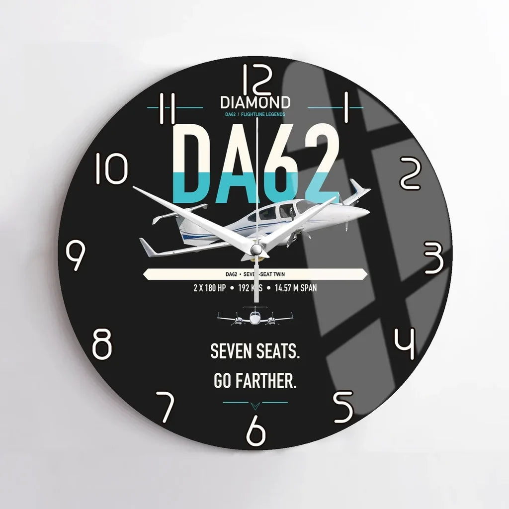 Diamond DA62 design on black no frame wall clock