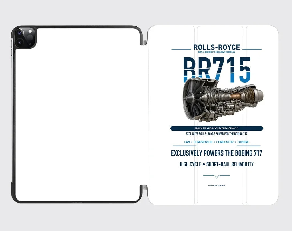 BR715 design on white ipad tablet case